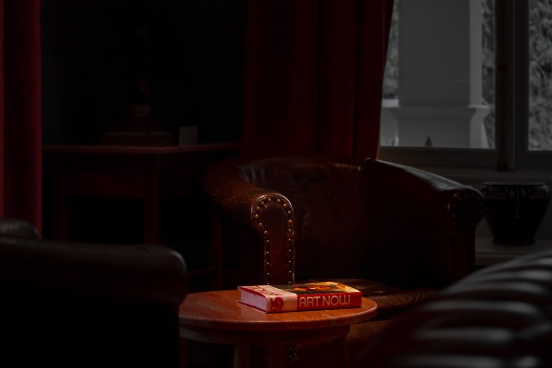 mystery book on wooden table