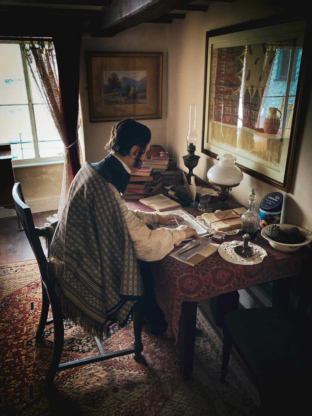 mystery writer at desk